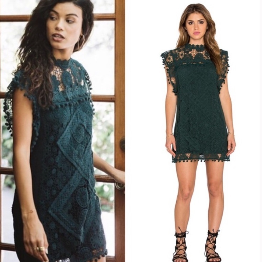 Tularosa Clayton Green Pom Tunic Dress